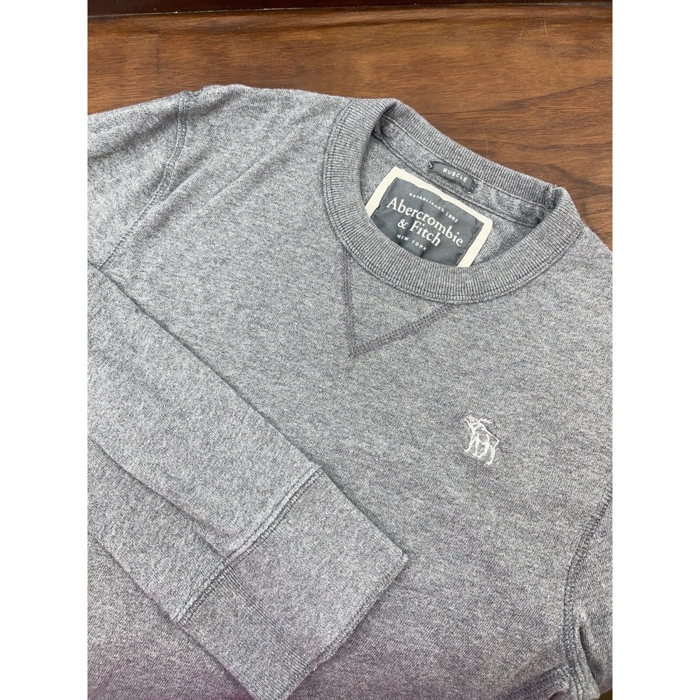 Abercrombie & Fitch Y2K Out Stitch‎ Men's Med Gray Long Sleeve "Muscle" Shirt